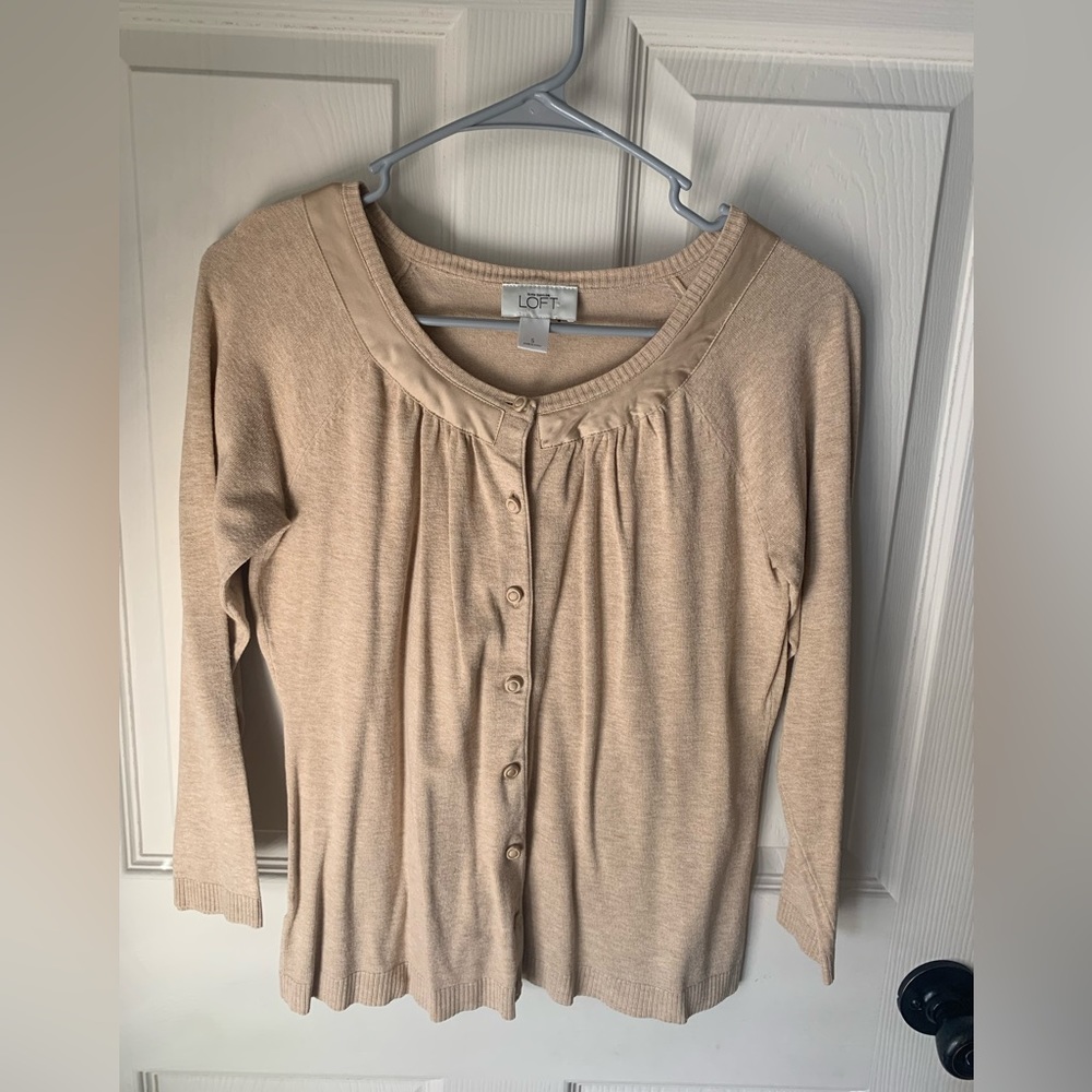 Loft camel color 3/4 sleeve cardigan